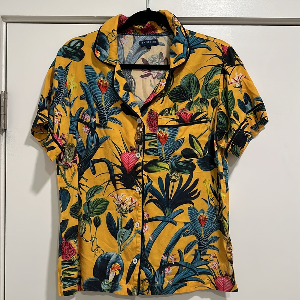 KATIE KİME Tropical Floral Lisse Pajama Top